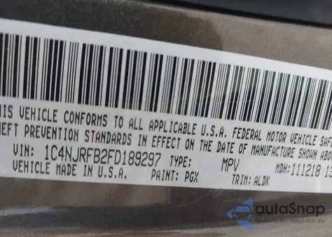 2015 Jeep Patriot High Altitude Edition z USA, uszkodzony, nr VIN 1C4NJRFB2FD189297